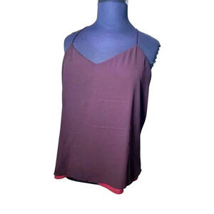 Express Barcelona Top Reversible Red Burgundy‎ Camisole Sz XL Y2K Flowy